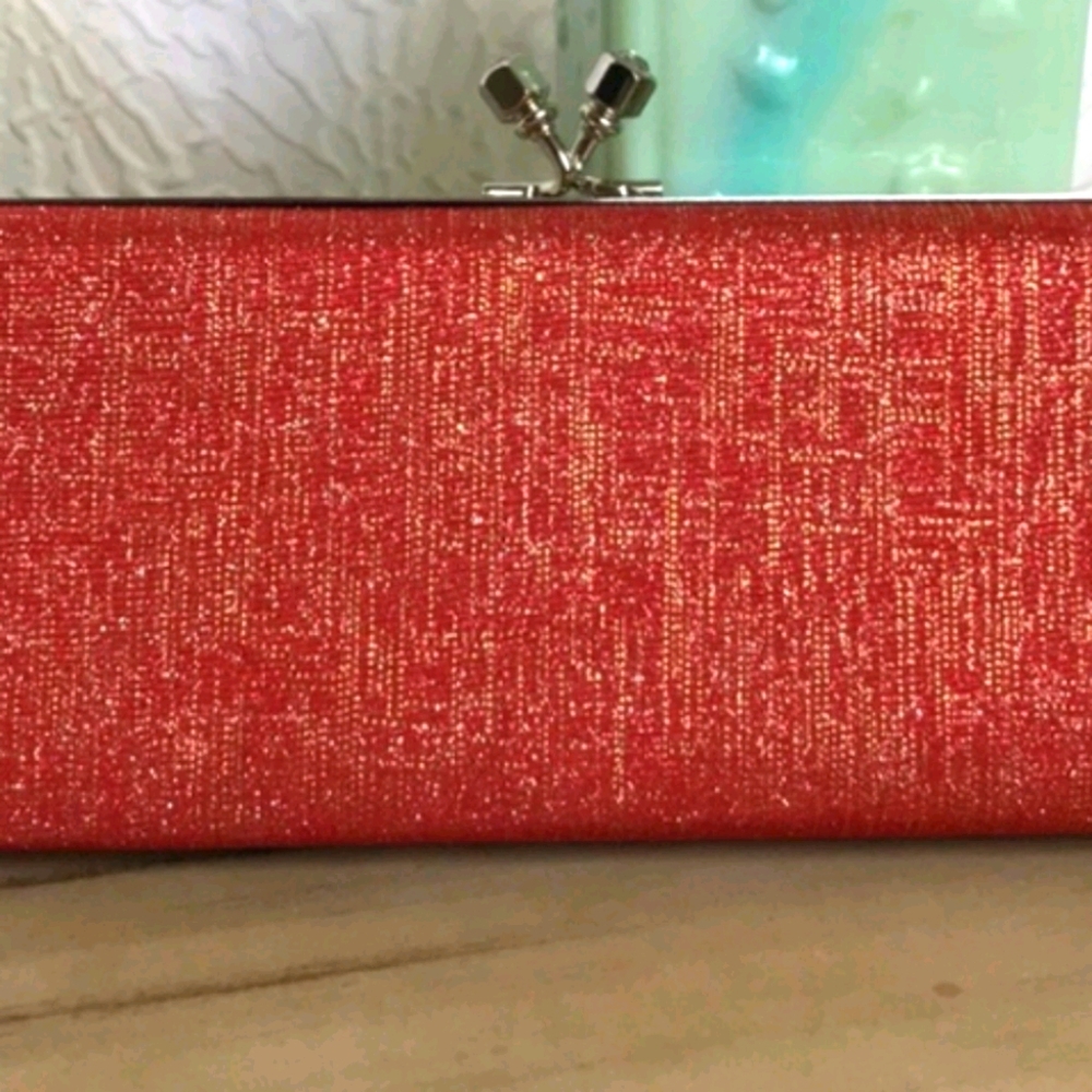 Lulu Townsend Red Glitter Clutch Wristlet